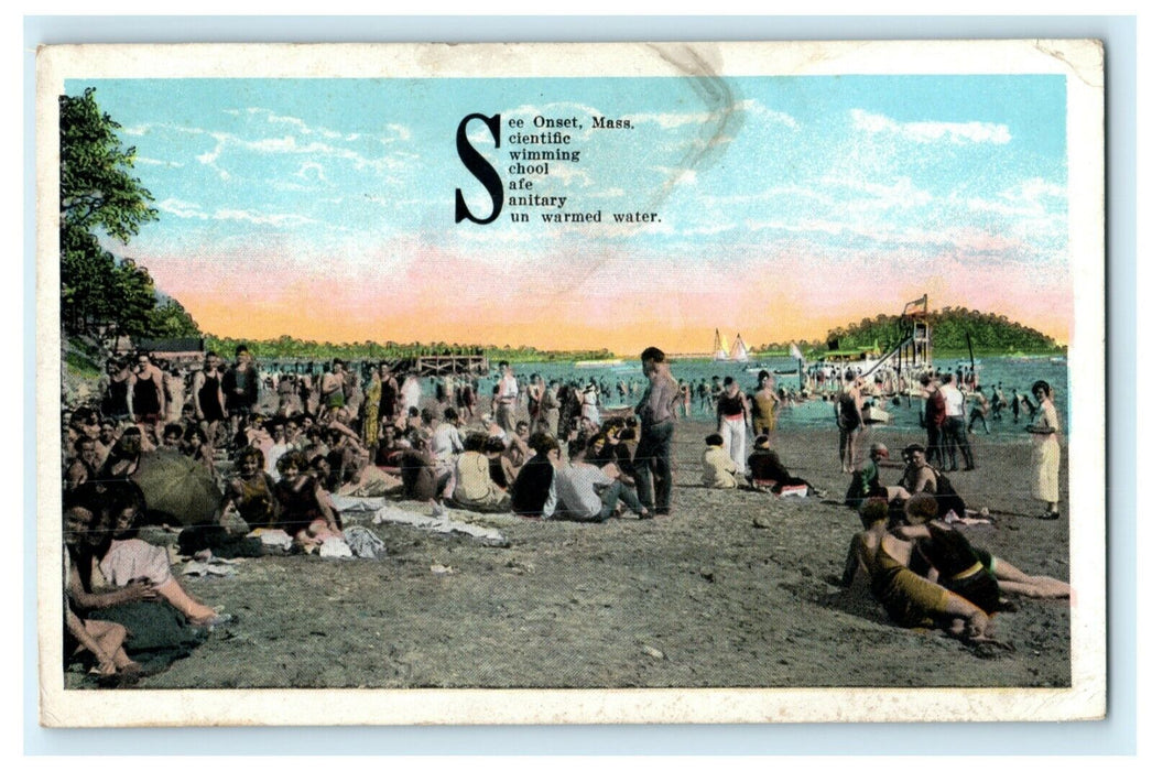 Swimming School Onset Massachusetts Interesting Comment 1929 Vintage Postcard