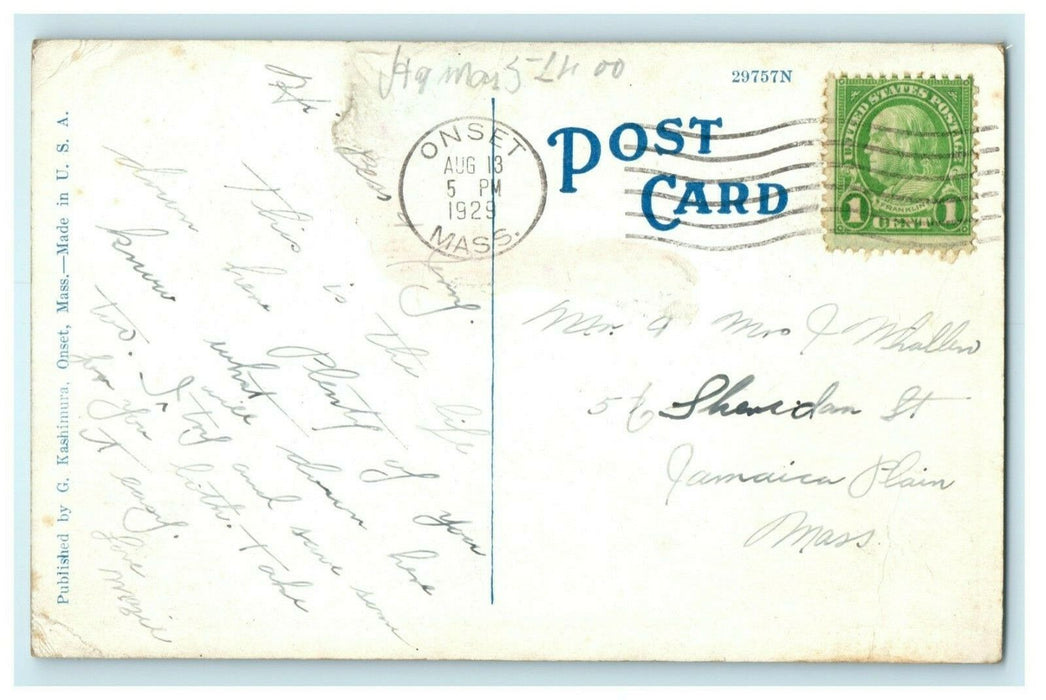 Swimming School Onset Massachusetts Interesting Comment 1929 Vintage Postcard