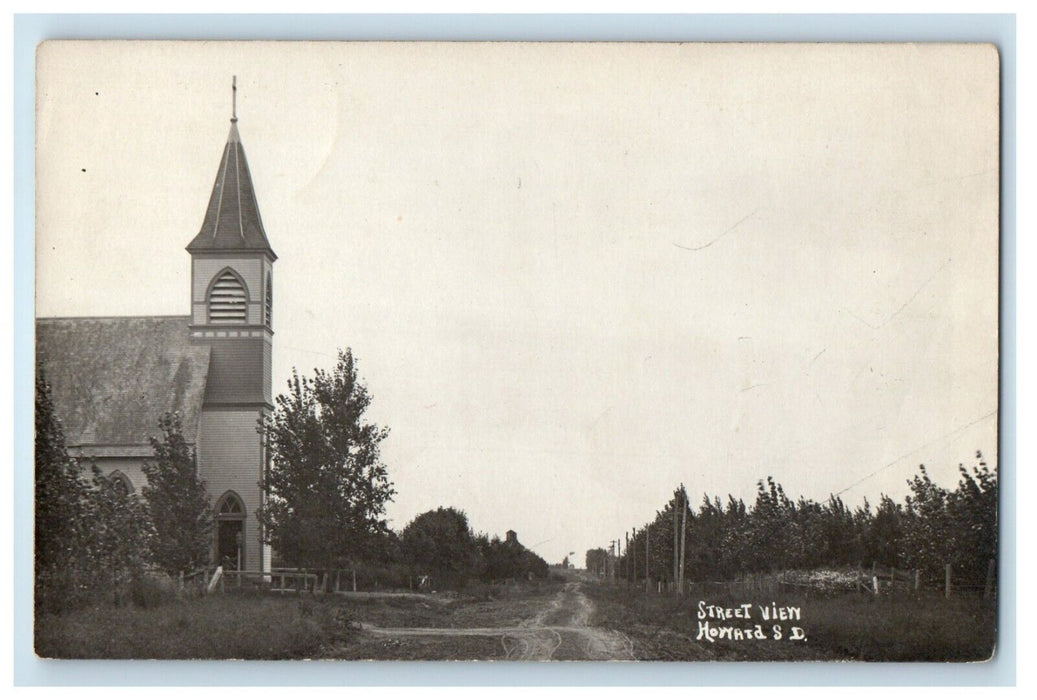 c1910's Street View Church Howard South Dakota SD RPPC Photo Antique Postcard