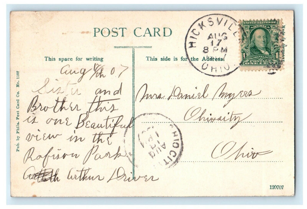 1907 The Point Robinson Park Fort Wayne Indiana IN Posted Antique Postcard