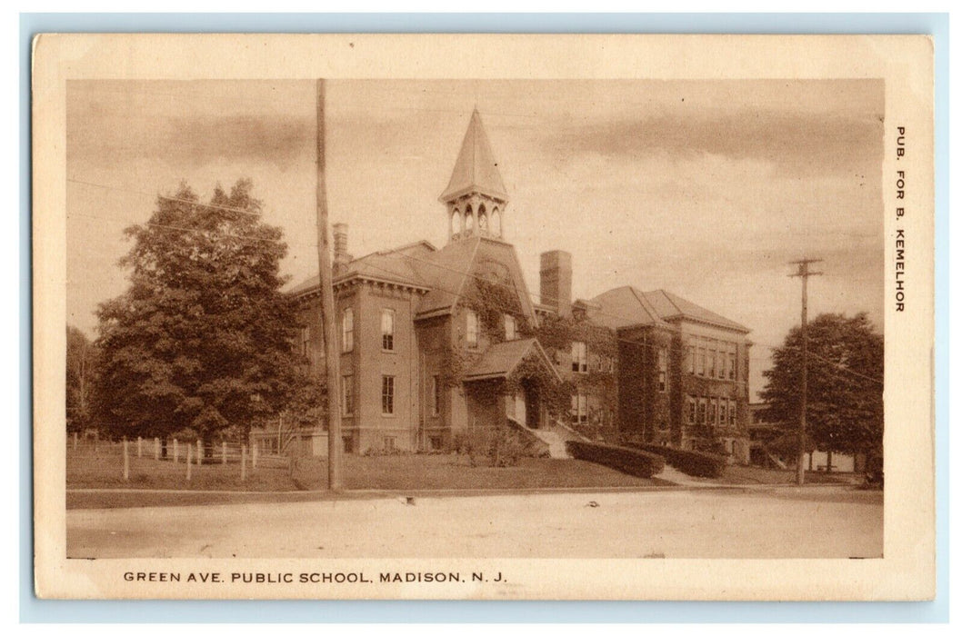 c1920's Green Ave. Public School Madison New Jersey NJ Postcard