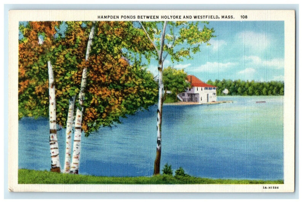 1929 Hampden Ponds Between Holyoke and Westfield Massachusetts MA Postcard
