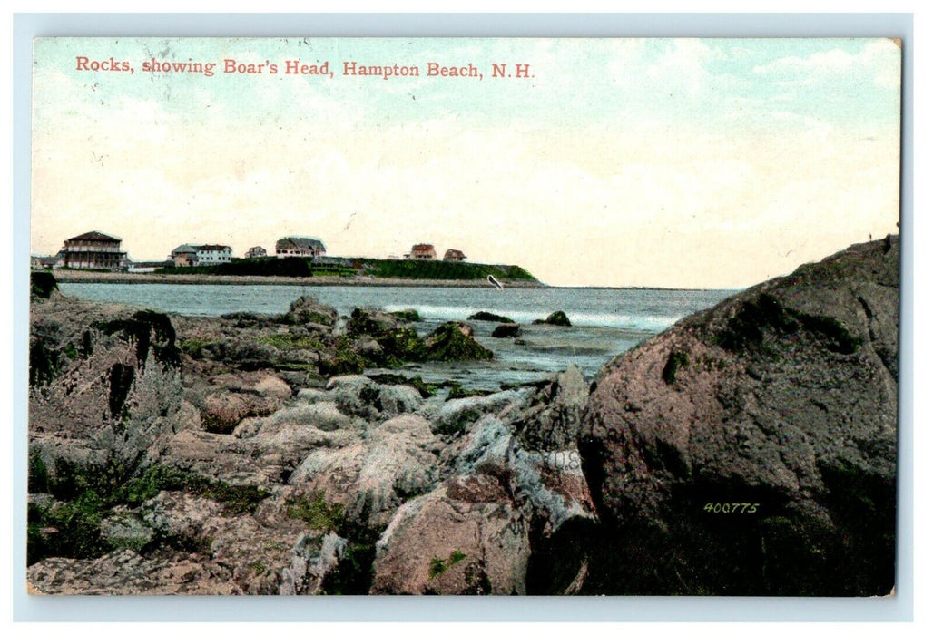 1909 Rocks Showing Boar Head, Hampton Beach New Hampshire NH Antique Postcard