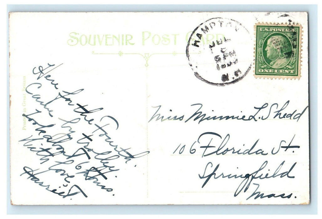 1909 Rocks Showing Boar Head, Hampton Beach New Hampshire NH Antique Postcard