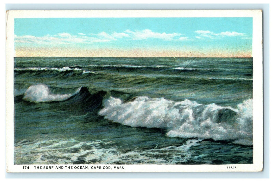 Surf and Ocean Cape Cod Massachusetts Vintage Postcard