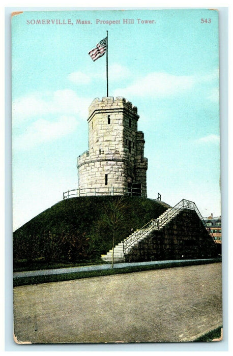 Somerville Massachusetts Prospect Hill Tower Vintage Postcard