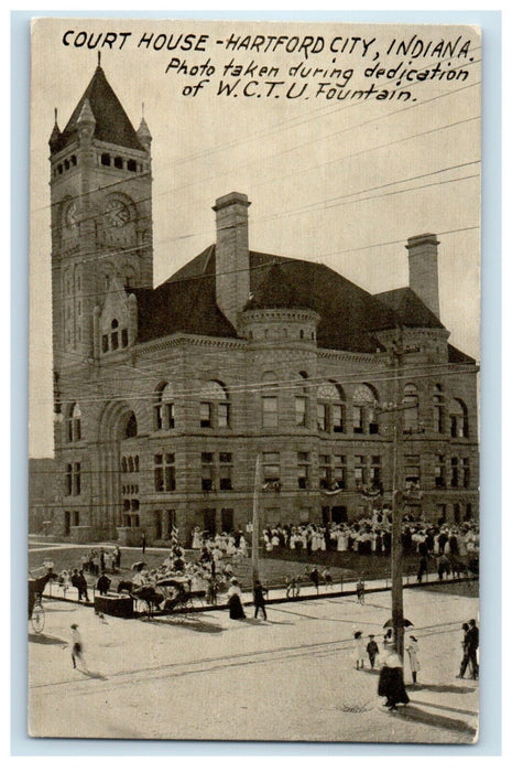 c1910's Court House Building Street View Hartford City Indiana IN Postcard