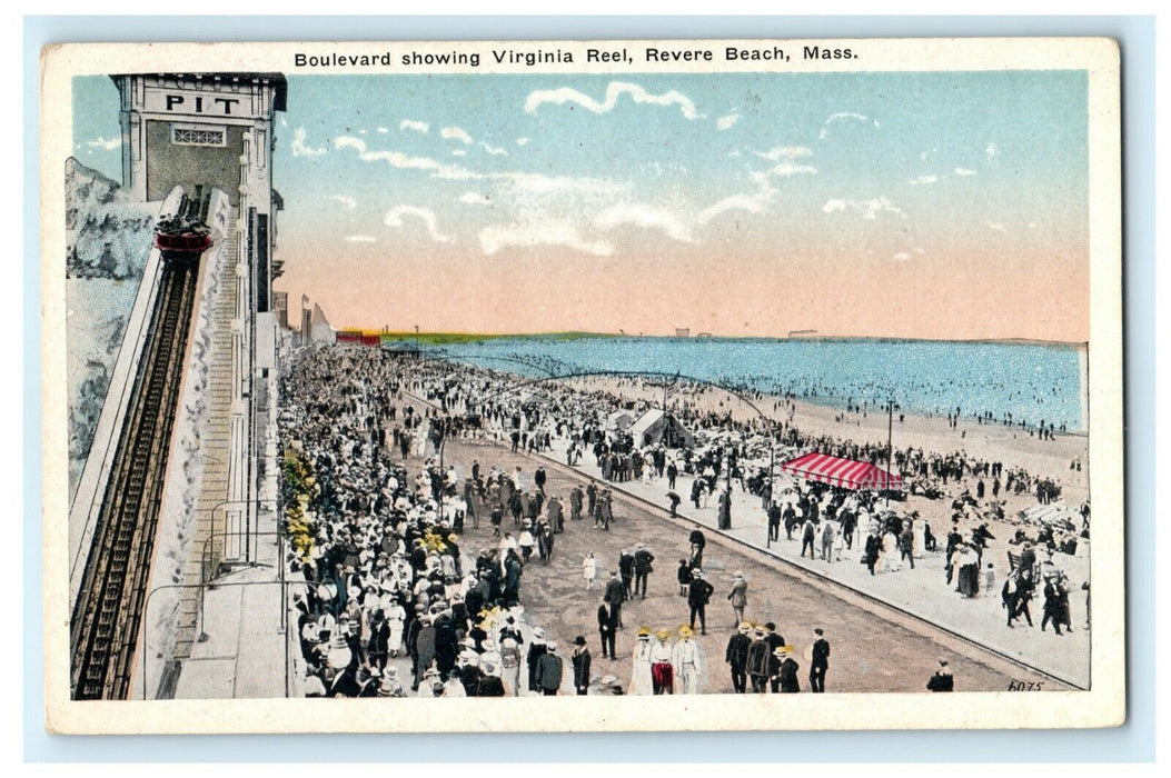 Boulevard Showing Virginia Reel Revere Beach Massachusetts Vintage Postcard