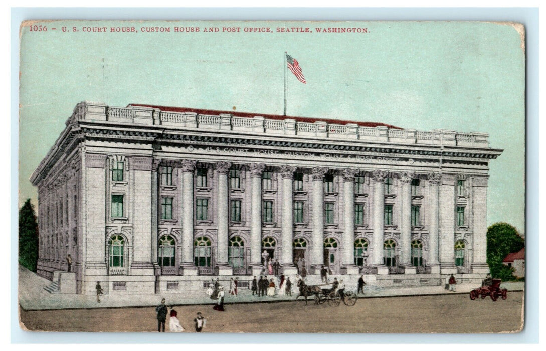 US Court House Custom Post Office Seattle Washington 1909 World's Fair Postcard