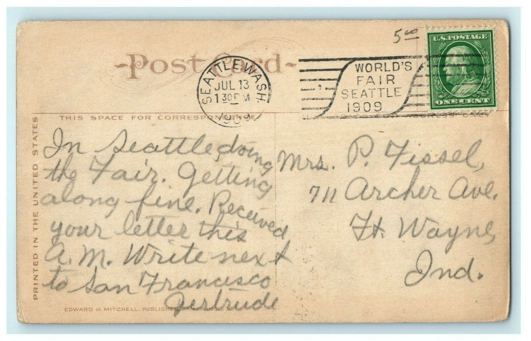 US Court House Custom Post Office Seattle Washington 1909 World's Fair Postcard