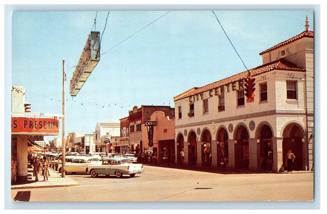 c1950's Looking East Lake Avenue Downtown Cars Lake Worth Florida FL Postcard
