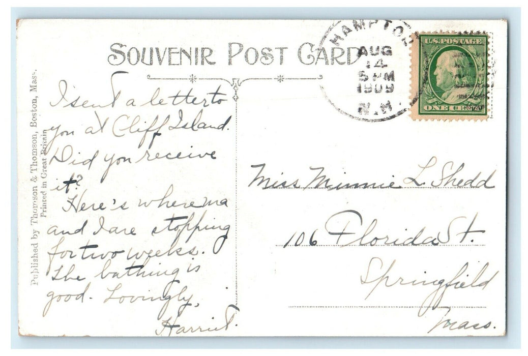 1909 Hotel Radcliffe Hampton Beach New Hampshire NH Posted Antique Postcard