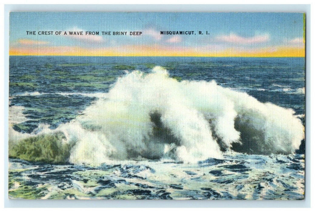 1931 The Crest of a Wave in The Briny Deep, Misquamicut Rhode Island RI Postcard