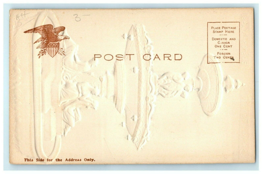Brewer Fountain Boston Massachusetts Embossed Airbrushed Vintage Postcard