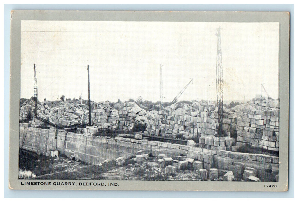 c1940s Limestone Quarry Bedford Indiana IN Unposted Clear View Postcard