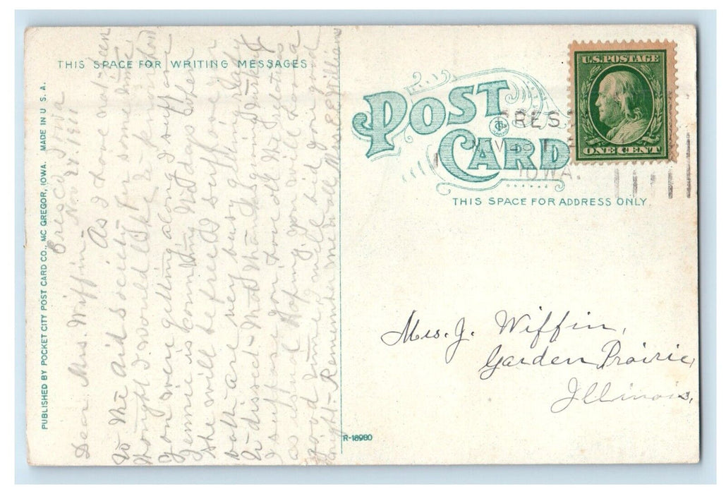 1911 Court House Building, Cresco Iowa IA Posted Antique Postcard