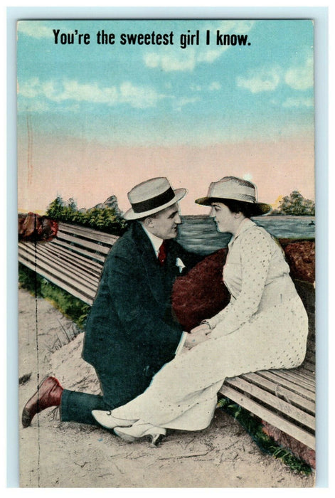 You're the Sweetest Girl I Know Couple Beach Lovers Vintage Postcard