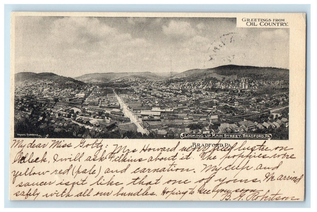 1906 Greetings from Oil Country, Bradford Pennsylvania PA Olean NY Postcard