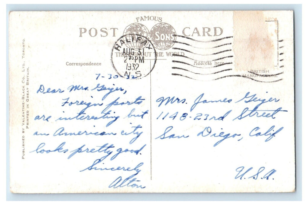 1932 Dalhousie University Halifax Nova Scotia NS,Pathological Institute Postcard