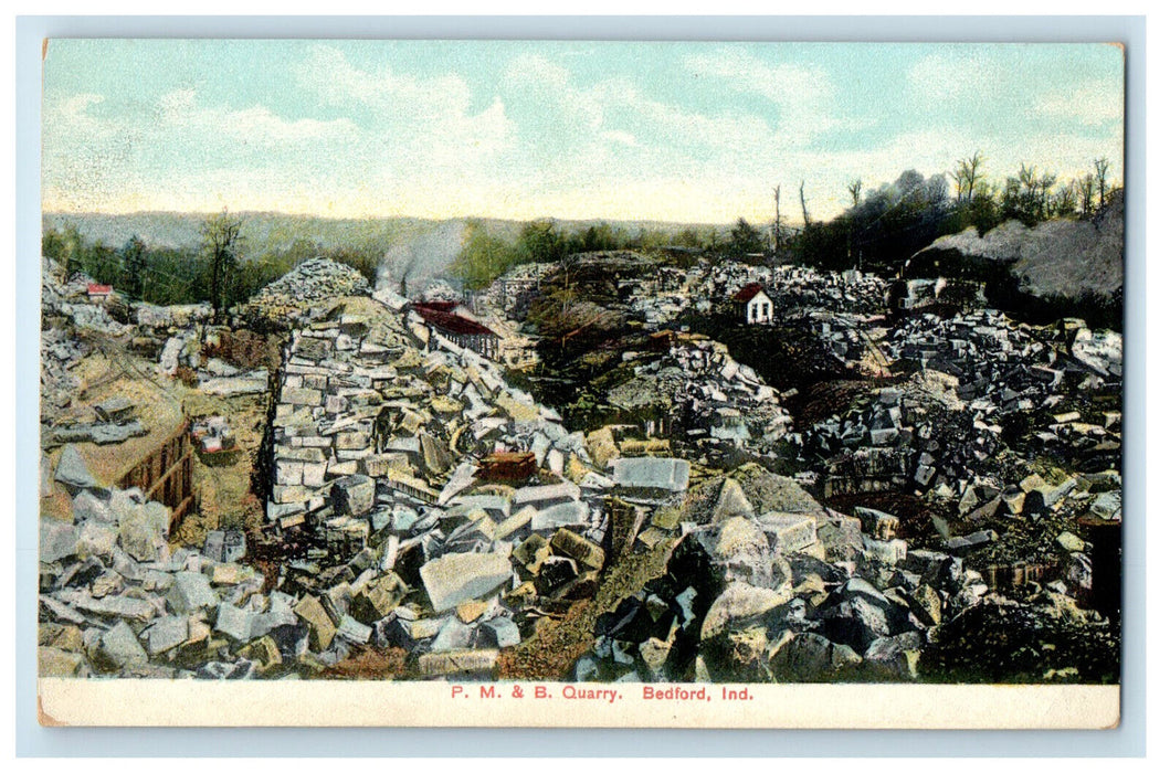 c1910 P.M. & B. Quarry Bedford Indiana IN Unposted Antique Postcard