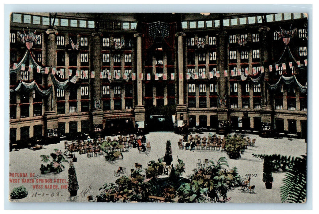 1908 Rotunda of West Baden Springs Hotel West Baden Indiana IN Postcard