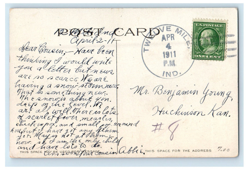 1911 Broadway Looking West Logansport Indiana IN Twelve Mills IN Postcard