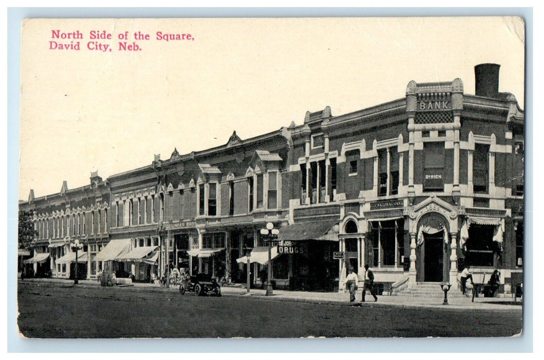 1919 North Side Of The Square David City Nebraska NE Posted Antique Postcard