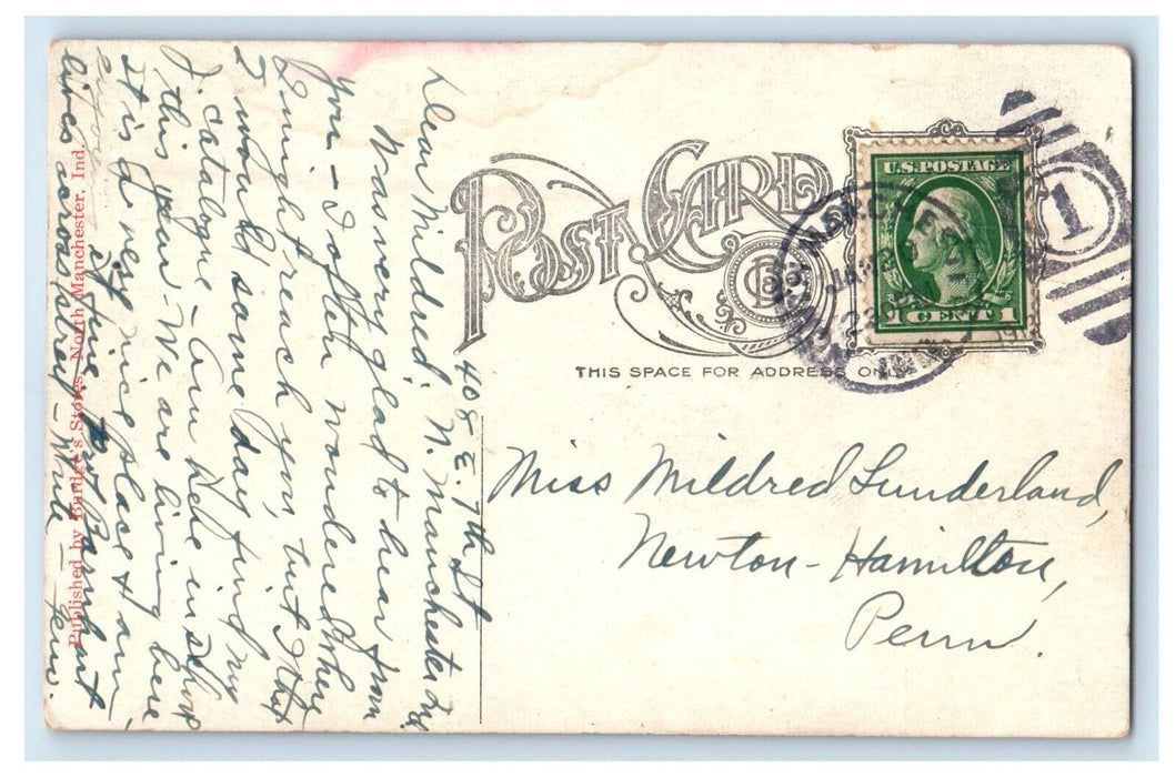 1913 Church of the Brethren North Manchester Indiana IN Posted Postcard