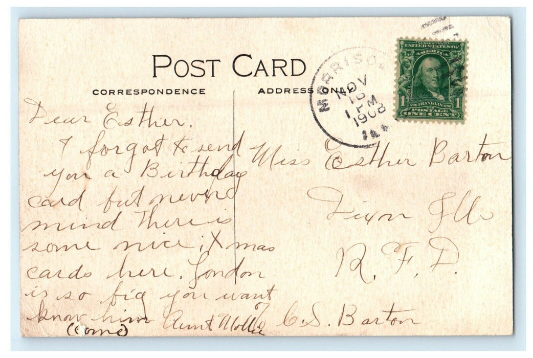 1908 Morrison High School After Remodeling Morrison Illinois IL Antique Postcard