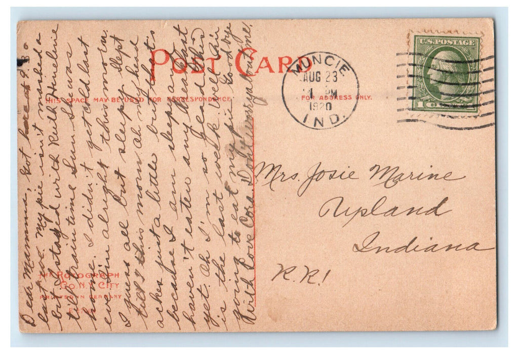 1920 Delaware Co. Court House, Muncie Indiana IN Antique Postcard