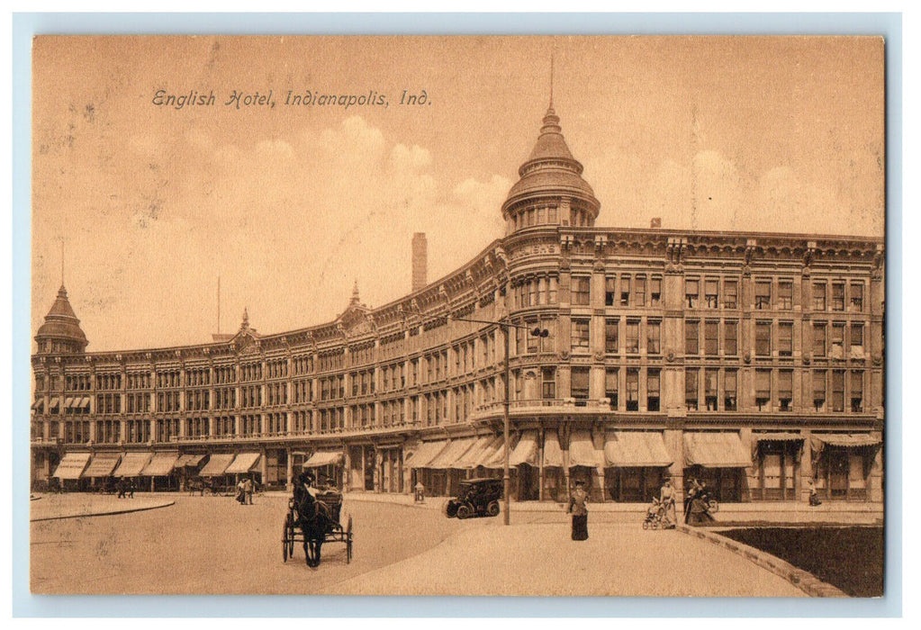 c1910 English Hotel, Indianapolis Indiana IN Unposted Antique Postcard