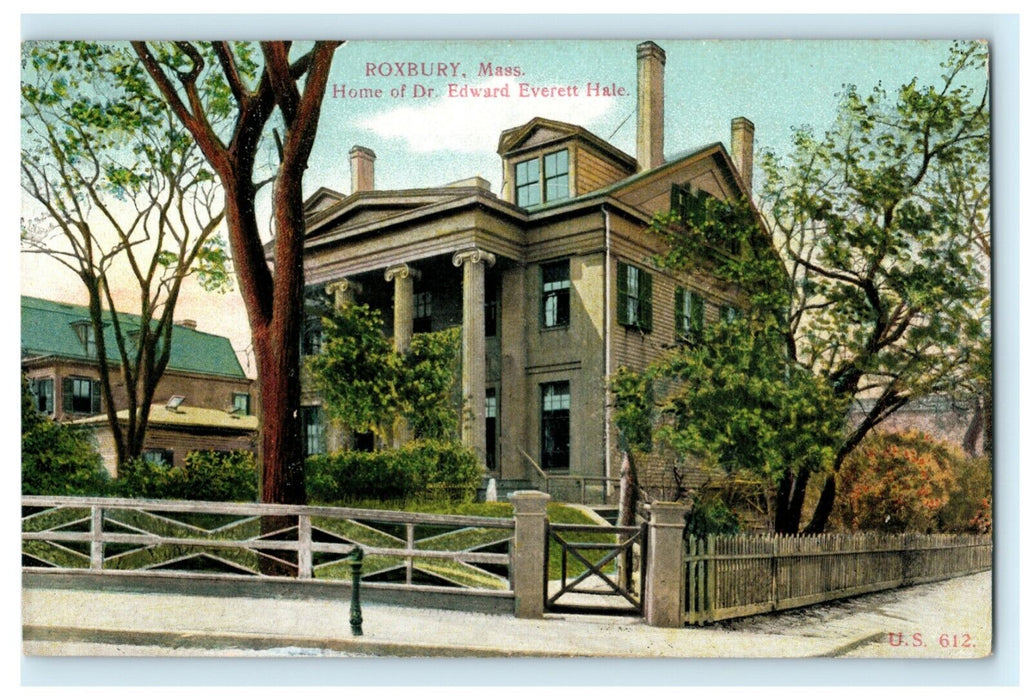Roxbury Massachusetts Home Dr. Edward Everett Hale Advertising Vintage Postcard