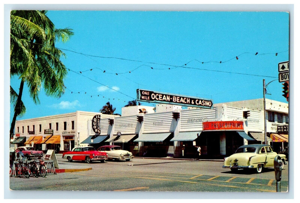 c1950's Corner U.S. 1 And Lake Avenue Cars Lake Worth Florida FL Postcard