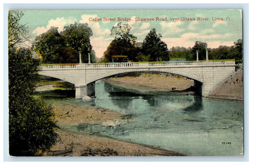 c1910's Collet Street Bridge Shawnee Road Over Ottawa Lima Ohio OH Postcard