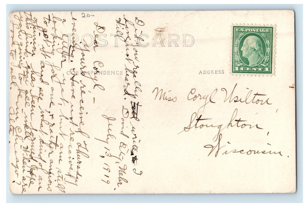 1919 M.E. Church Scene Street David City Nebraska NE RPPC Antique Postcard