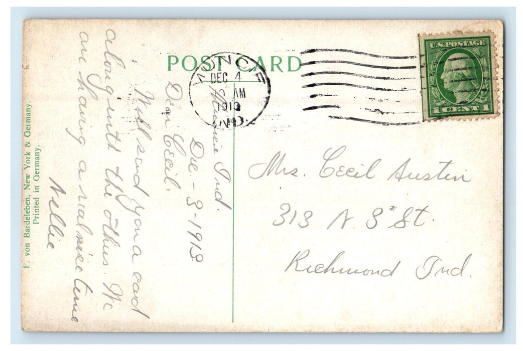 1910 Wysor Block Building Muncie Indiana IN Posted Antique Postcard