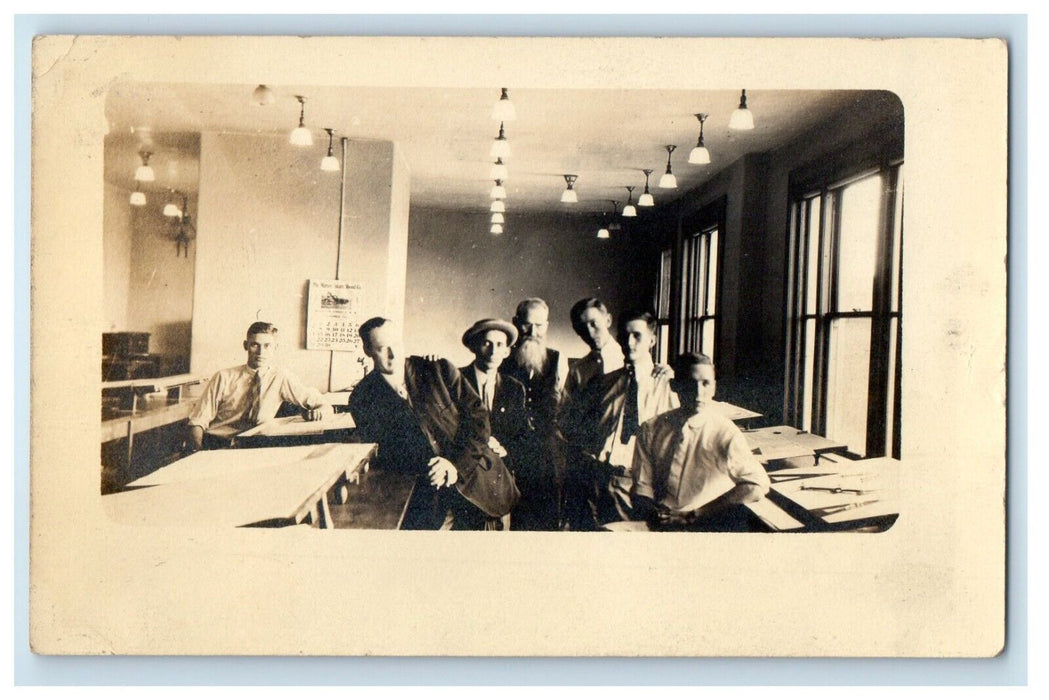 1908 Office Interior Marion Steam Shovel Co. Marion Ohio OH RPPC Photo Postcard