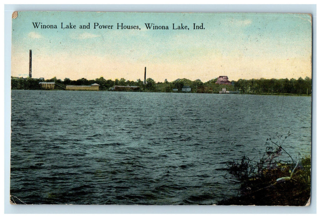 c1910 Winona Lake and Power Houses, Winona Lake Indiana IN Postcard