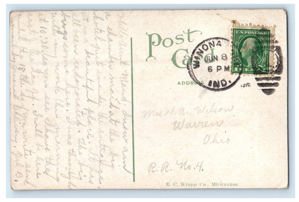 c1910 Winona Lake and Power Houses, Winona Lake Indiana IN Postcard