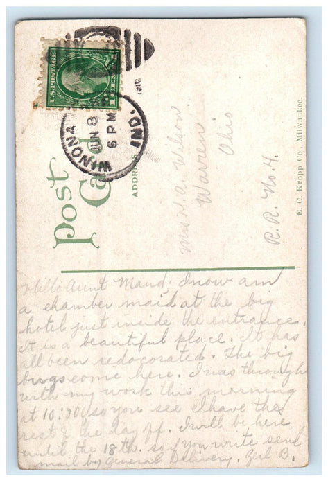 c1910 Winona Lake and Power Houses, Winona Lake Indiana IN Postcard