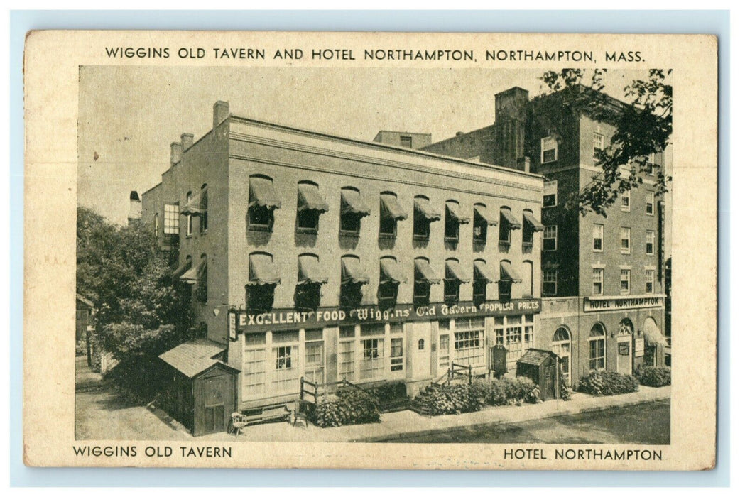 1939 Wiggins Old Tavern and Hotel Northampton Massachusetts MA Postcard