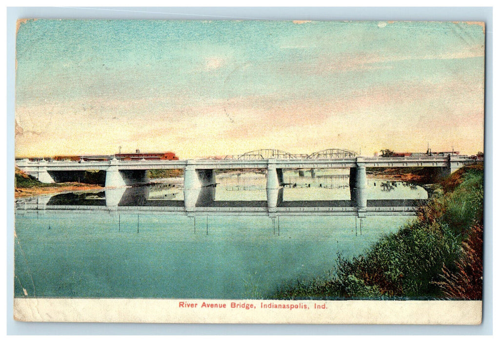 1908 River Avenue Bridge Indianapolis IN Posted Antique Postcard
