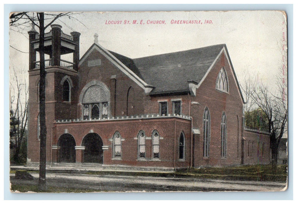 1922 Locust St. M.E. Church Greencastle Indiana IN Antique Postcard