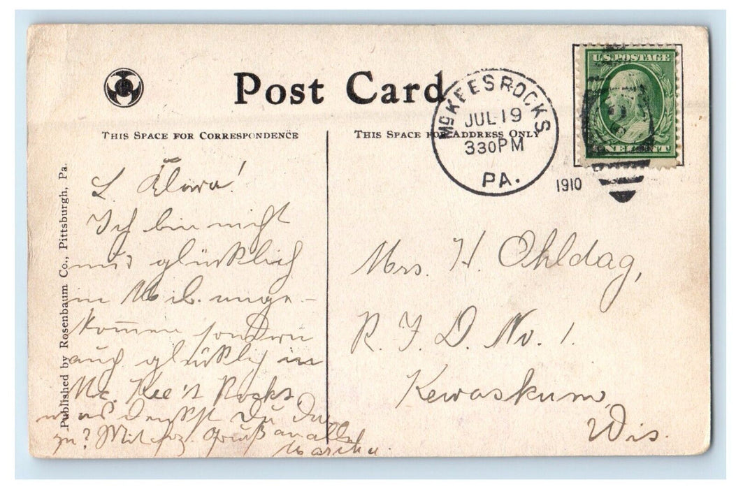 1910 Pennsylvania Railroad Union Station Street View Pittsburgh PA Postcard