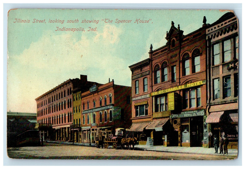 1910 Illinois St. Looking South Showing The Spencer House Illinois IL Postcard