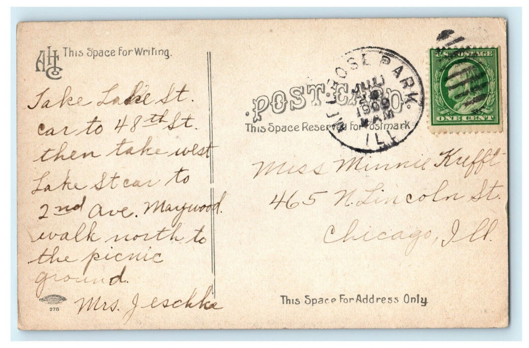 1908 Village Hall Melrose Park Illinois IL Posted Antique Postcard