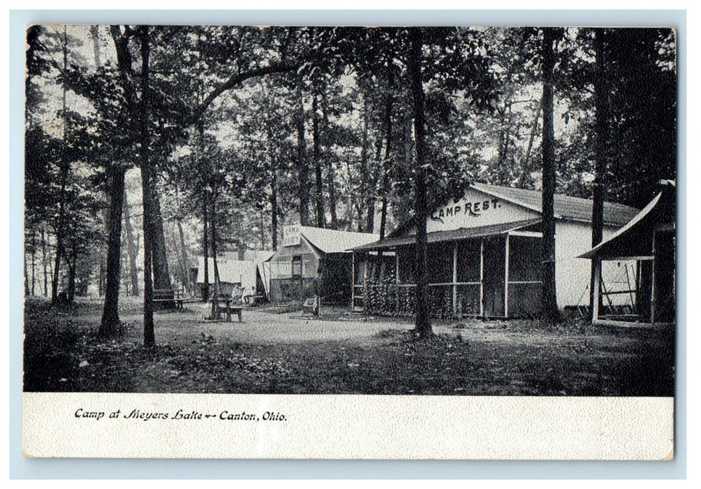 1909 Camp at Meyers Lake Canton Ohio OH Antique Posted Postcard