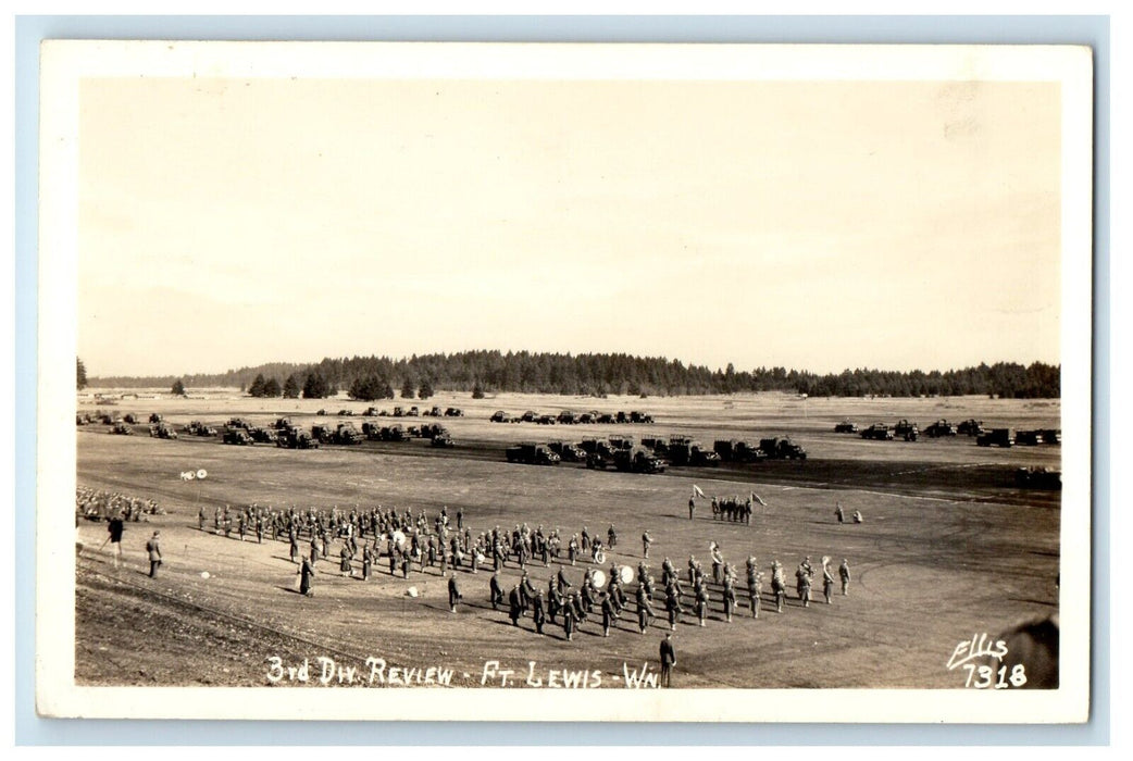 c1940's 3rd Div. Review Fort Lewis Washington WA RPPC Photo Ellis Postcard
