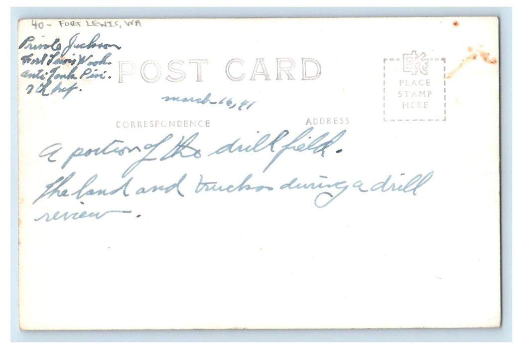 c1940's 3rd Div. Review Fort Lewis Washington WA RPPC Photo Ellis Postcard