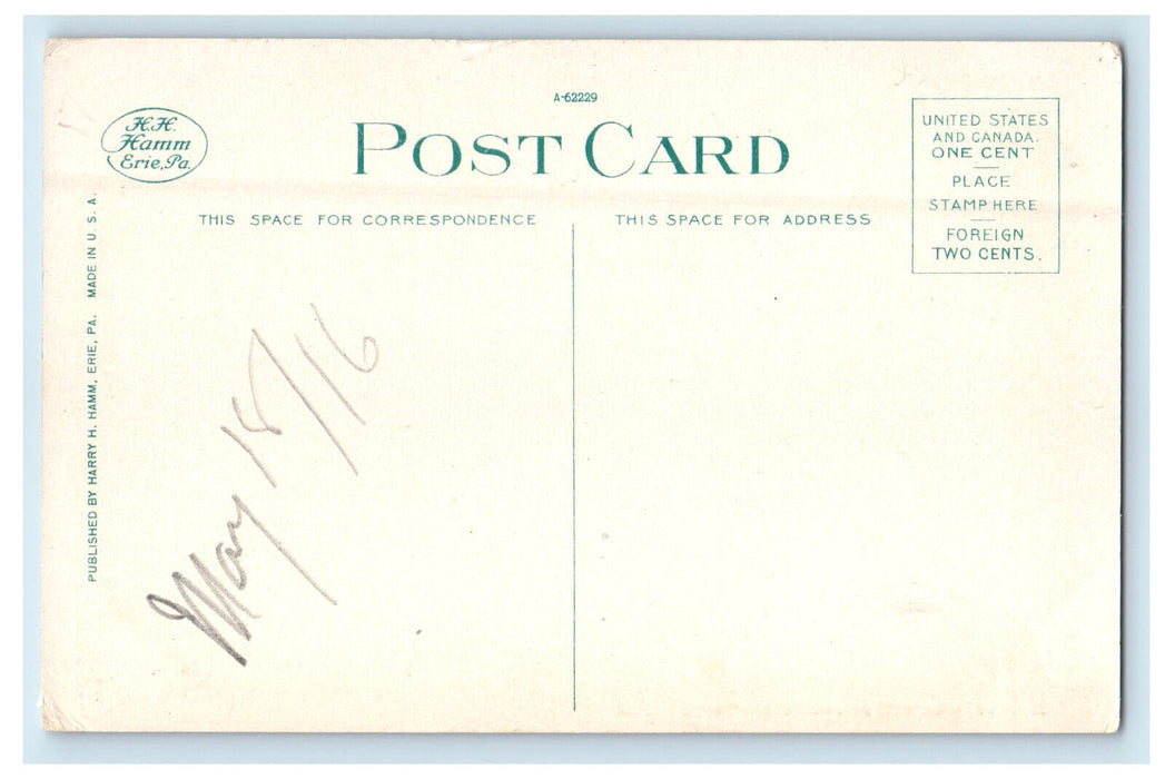1916 Jefferson Street By Night Huntington Indiana IN Unposted Postcard